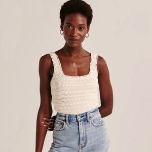 Abercrombie crochet square neck crop tank